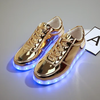 7ipupas нов Homme светещи маратонки момчета момичета Chaussures Lumineuse 11 цвята злато доведе обувки децата светещи случайни унисекс 30-44