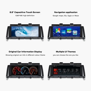 Android, 10.0 автомобилен GPS навигация мултимедиен плеър за BMW X3 F25 2011-2017 X4 F26 IPS Екран Quad core 2G 32G CIC Система NBT