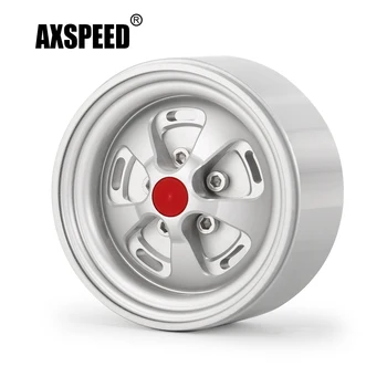 AXSPEED 1/4 / 5PCS Silver 1:10 RC Crawler 1.9 inch Alloy Metal Beadlock колесни джанти за аксиални SCX10 D90 90046 CC01 1/10 RC Crawler
