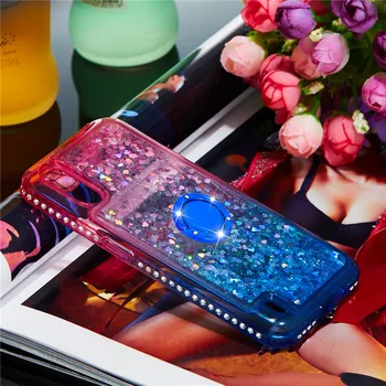 Bling liquid Glitter Ring Finger Case for Samsung Galaxy А01 А21 A51 A71 A81 A91 M60S M80S Case Stand Diamond Cover Fundas Capa