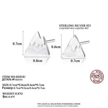 CZCITY уникален Геомер дизайн Boho матиран Stud обеци за жени 925 сребро прост ежедневието обеци бижута