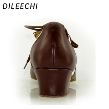 DILEECHI естествена кожа кафяв мъжки Латинска танцови обувки ток 4.5 CM модерен ток 2.5 cm бални танци обувки мека подметка