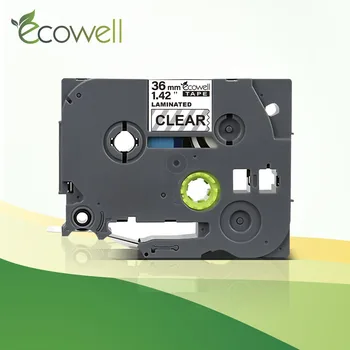 Ecowell 1бр 36 мм tze 161 черно прозрачни ламинирана этикеточных ленти tze161 съвместим принтер brother P-touch PT-P900 PT-9800 PT-550