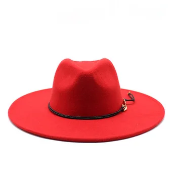 Fedora на red hat big brim 9.5 cm solid band belt fascinator дамски шапки с широка периферия официална църковна сватба бял, беж есен зима шапки