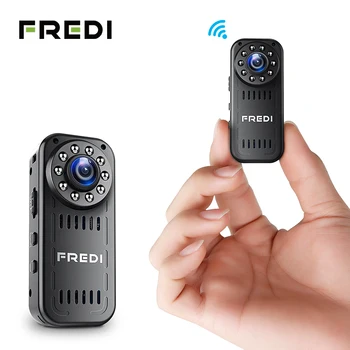 FREDI Мини IP Камера 2.0 MP 1080P HD P2P инфрачервена камера за нощно виждане за сигурност безжична външна камера, WIFI поддръжка 128G TF Card