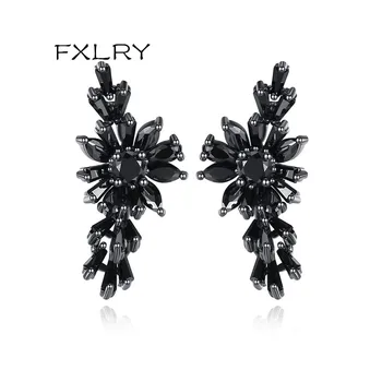 FXLRY New Fashion Elegant White Color Micro Inlay AAA Zircon Creative Flowers Stud Earrings For girl To Gift Jewelry Accessor