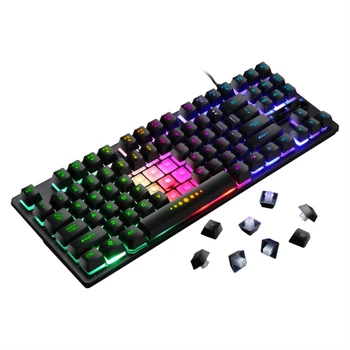 GK-10 Wired 87 Keys Swappable Wired Gaming ръчна детска RGB клавиатура със задно осветление за PC Gamer