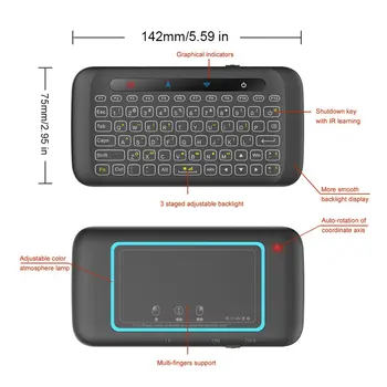 H20 2.4 GHz Безжична мини клавиатура с подсветка тъчпад Air mouse IR Leaning дистанционно управление за КОМПЮТЪР Andorid