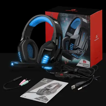 Hunterspide V6 PC gaming намаляване на шума слушалки стерео звук кабелна геймър PS4 микро слушалка с led светлини за XBox One