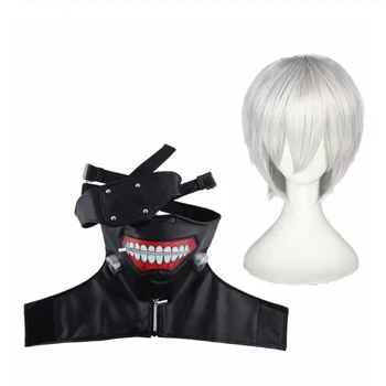 JP Аниме Tokyo Ghoul Ken Kaneki cosplay костюм пълен комплект черна кожена бойна форма на жените и мъжете Хелоуин костюм, с маска, перука