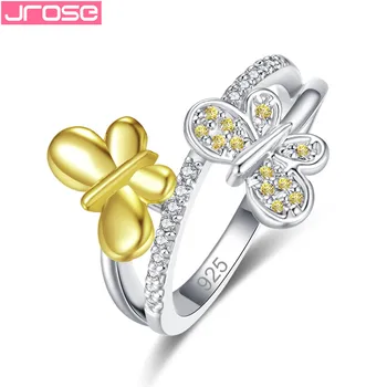 JROSE 2019 butterfly Crystal Крила Дамски пръстени за жени на кръста сърце на любовта бижута момичета годежни пръстени, мода пръстен на партията