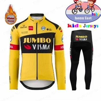 JUMBO VISMA Children Winter Thermal Fleece Cycling Clothing Момиче Long Sleeve Ropa Ciclismo Bike Clothes Kids Cycling Jerseys Se