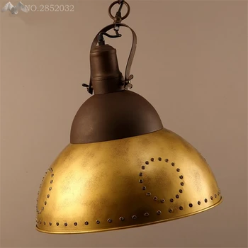JW_Loft Nortic Vintage Industrial Желязо Pendant Lamp Gold Rivets Personality Pendant Light for Restaurant Bar Studio Decoration