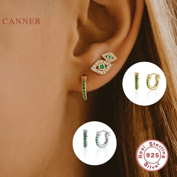 Kanner зелен Чар обици с диаманти обръчи 925 стерлинги сребърни бижута, модни Циркон обеци за жени, бижута Обеци Pendientes
