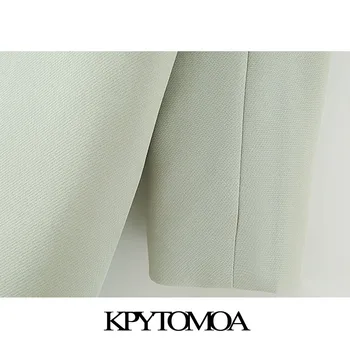 KPYTOMOA жени 2020 мода Офис облекло един бутон блейзър палто реколта джобове с дълъг ръкав Дамски връхни дрехи и шикозни блузи