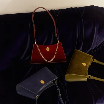 LA FESTIN дизайнерски чанти 2020 мода златна верижка чанта през рамо кожена чанта месинджър кадифе чанта