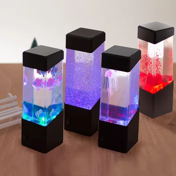 Led Jellyfish Tank Night Light Color Changing Table Lamp Aquarium Electric Mood Lava Lamp For Kids Детски Подарък Home Room Decor