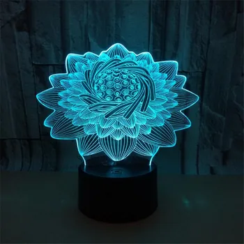 Lotus 3D Night Lights LED Flower Decoration Lighting For Спалня Декор Luminaries Lamparas Creative Lotus Lamp Сладко Момичета Gifts
