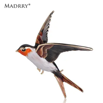 Madrry Swallow Bird Shape Brooch Цветни Эмалевые Брошки Животни За Жени, Детски Пуловер, Шал Костюм Отличителни Игли Бижута