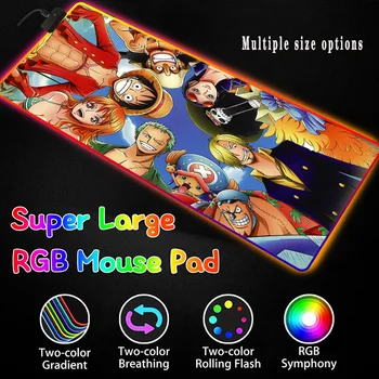 Mairuige One Piece аниме подложка за мишка RGB LED подложка за мишка плейър сладък и прекрасен голям шев лаптоп маса мат 40x90 / 30x80CM