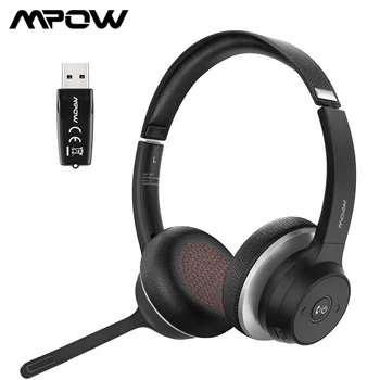 Mpow Hc5 Bluetooth 5.0 слушалки с USB-адаптер CVC8. 0 Dual Mic шумоподавляющая слушалки с 22h Дора за КОМПЮТЪР, офис работа