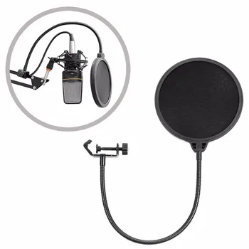 NB-35 микрофон, висящ на лост, поставка скоба титуляр и настолен монтаж на скоба за поп-филтър на предното стъкло Маска щит клип на комплект