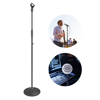 Neewer Compact Base Microphone Floor Stand with Mic Holder регулируема височина от 39,9 до 70 инча здрава желязна поставка