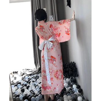 OJBK японски Kawai розово кимоно с бял нос колан и прашки Секси прислужница cosplay костюми за жени AV облекло 2020 нов