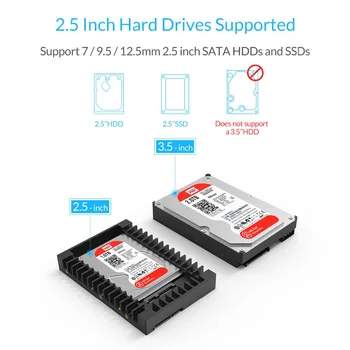 ORICO 2,5 3,5-инчов адаптер за твърд диск Caddy Support поддръжка на SATA 3.0 7 / 9.5 / 12.5 мм, 2.5-инчов SATA HDDs и на SSD (1125SS)