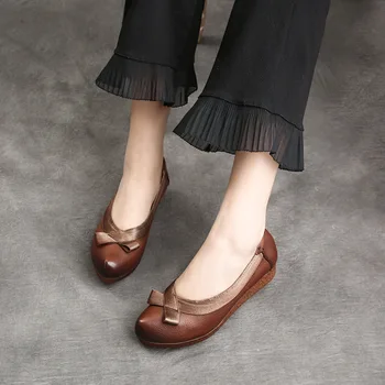 PEIPAH 2020 ретро обувки от естествена кожа, дамски слипоны балет апартаменти дамски ежедневни плитки Дамски мокасини пролет-есен обувки