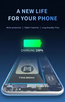 PHONEMALL High Capacity ALEX Battery For iPhone 6 6S 5G 5S 7 8 Plus X 6Plus оригиналната смяна на течно тестото за Iphone X 6S 7G