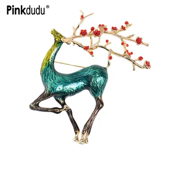 Pinkdudu модерен коледен елен брошка емайл елен петнист елен брошка сладки красиви животни на Жени за жени зимните бижута PD056