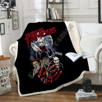 Plstar Cosmos Хелоуин Fleece Blanket horror movie Scream Team Zombie brid Blanket 3D print Sherpa Blanket Bed on Home style-3