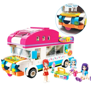 Qman 2020 приятели Принцеса серия puppy къмпинг фургон камион набор от фигури САМ образователни строителни блокчета играчка за момичета подаръци