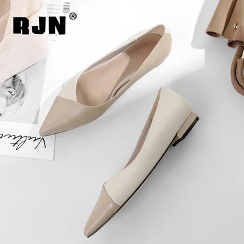 RJN New Women ' s Flats Fashionable Simple Autumn Patchwork Shallow Mouth остроконечная офис Дамски обувки, удобни обувки на равна подметка RO220