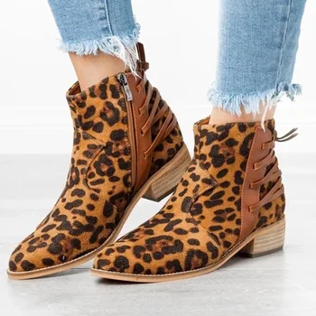 SunNY Everest есен и зима женски плюс размера на къси ботуши с дебела подметка, Ежедневни обувки на висок ток на мълния Size35-43