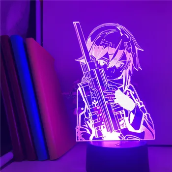 Sword Art Online Asada Shino Bluetooth Control 3D Лампа Japanese Аниме Light Battery Powered Wall Lamp Аниме 3D Лампа