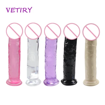 VETIRY G-spot вибратор симулация на пениса Кристал прозрачен огромен пенис не е вибратор, пенис издънка анални играчки за жени, секс-играчка