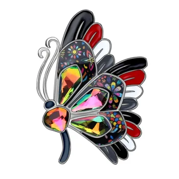 WEVENI емайл сплав планински кристал мода пеперуда брошки облекло е шал на жени карикатура насекоми бижута за жени, момичета подарък Bijoux