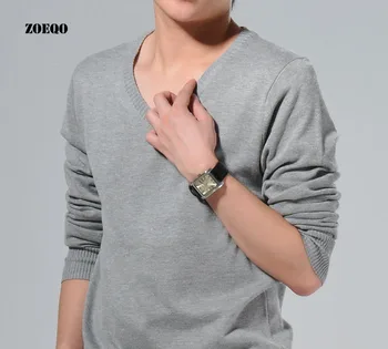 ZOEQO Sale brand Regular Cotton Men Sweater пуловер с V-образно деколте, мъжка мода черен/бял пуловер, мъжки жилетки трикотаж 0432