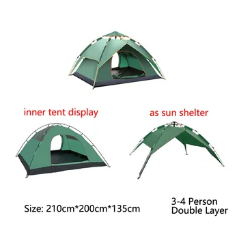 Автоматично открит къмпинг палатка 1-4 човек лесно отваряне на анти-UV палатка туристически сезон 4 непромокаеми семейни пътувания плаж градина палатки
