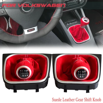 Автомобилни аксесоари, дръжка на скоростния лост с гетрой багажник за Volkswagen Golf 5 6 MK5 MK6 GTI, R32 04-09 велур, кожа оформление на автомобила