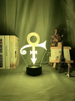 Акрилни Led Нощна Светлина Принц Символ На Логото На Нощна Светлина За Украса На Офис Стая Сензорен Екран Сензор За Цвят На Промяна На Маса Usb Лампа