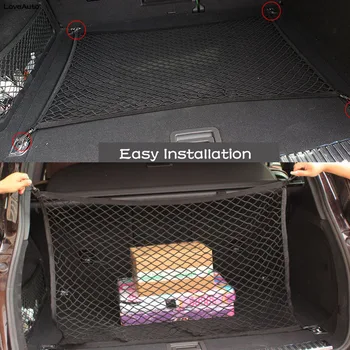Багажника на колата на задния товарен органайзер мрежа за съхранение на еластичната мрежа на окото чанта багаж 58*116 / 42*90 CM за Toyota RAV4 РАВ-4 2019 2020 2021
