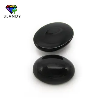Безплатна доставка, 100 бр. / лот 10x12mm~15x20mm овална форма кабошон нарязани черен цвят синтетично стъкло скъпоценен камък за бижута
