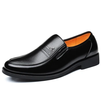 Голям размер 46 черни вечерни обувки, мъжки рокля обувки от естествена кожа, мъжки обувки мода бизнес оксфорд обувки за мъже, обувки от естествена кожа