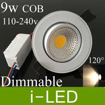 Гореща продажба 9w cob led тавана лампа dimmable white shell 110-240v 600lm led осветителни точков светлина вътрешно led осветление UL, CE