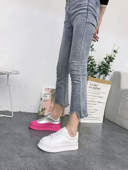 Дамски дизайнерски бели обувки на равна подметка Дамски маратонки на платформа дамски Тенис Feminino Casual Female Woman Vulcanize Shoes AA-131