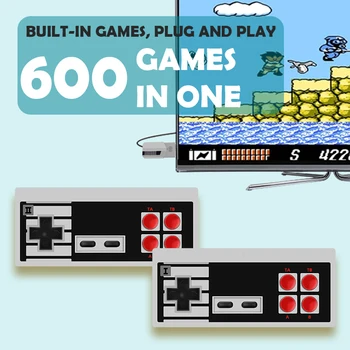 Данни Жаба 8-битов ретро игрални конзоли, вградени 600 игри, мини-ретро безжичен контролер за конзоли Конте