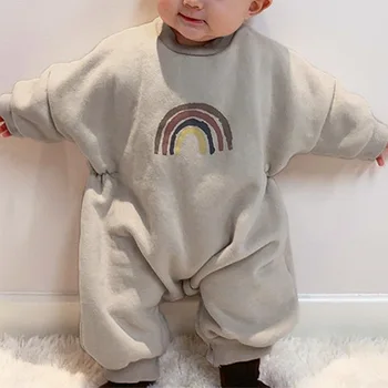Детски зимни нова корейска дрехи baby creative rainbow claw velvet velvet костюм плъзгачи дрехи зимни дрехи за малките момчета